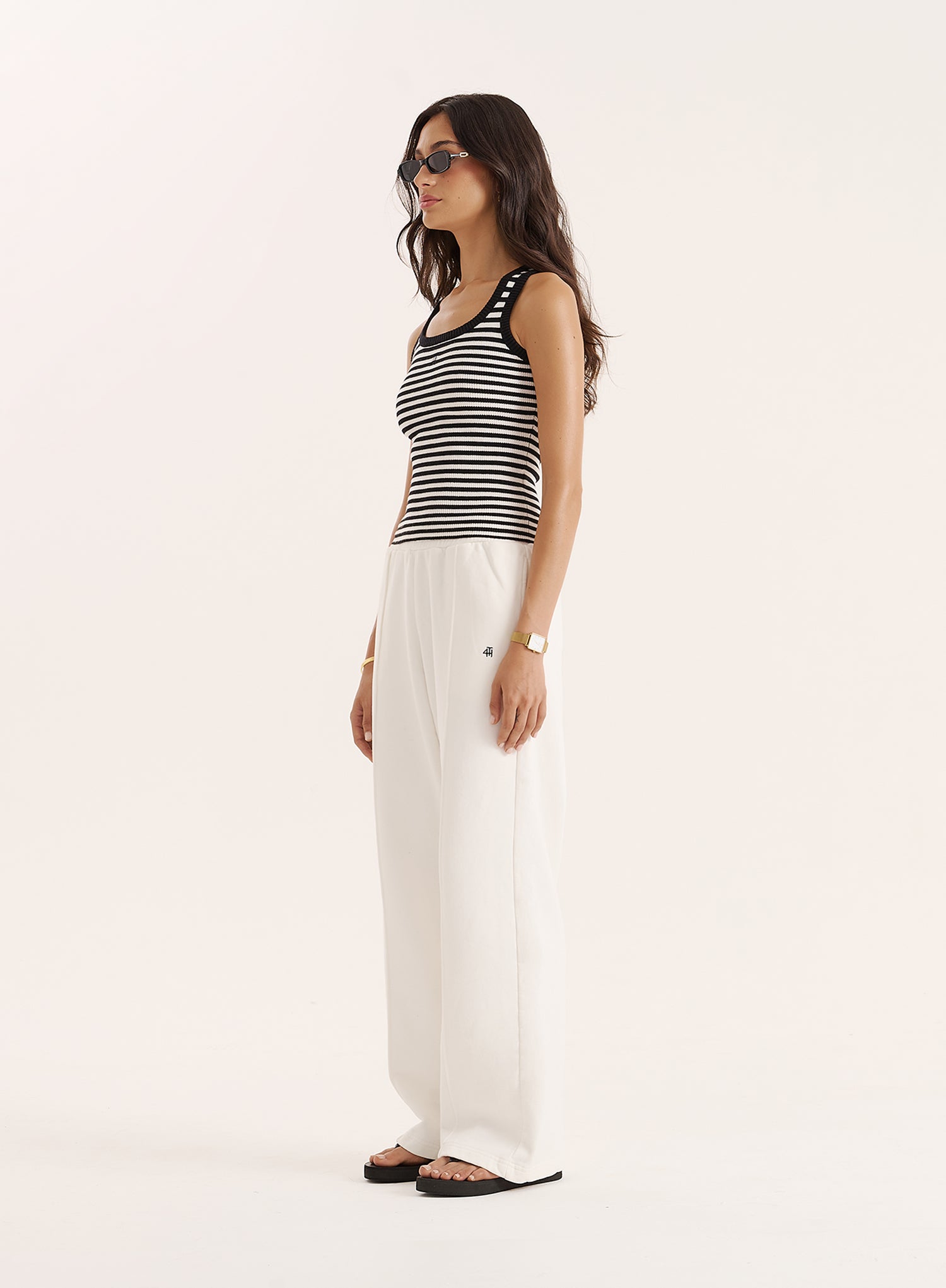 Black And White Stripe Knitted 4th Vest Top